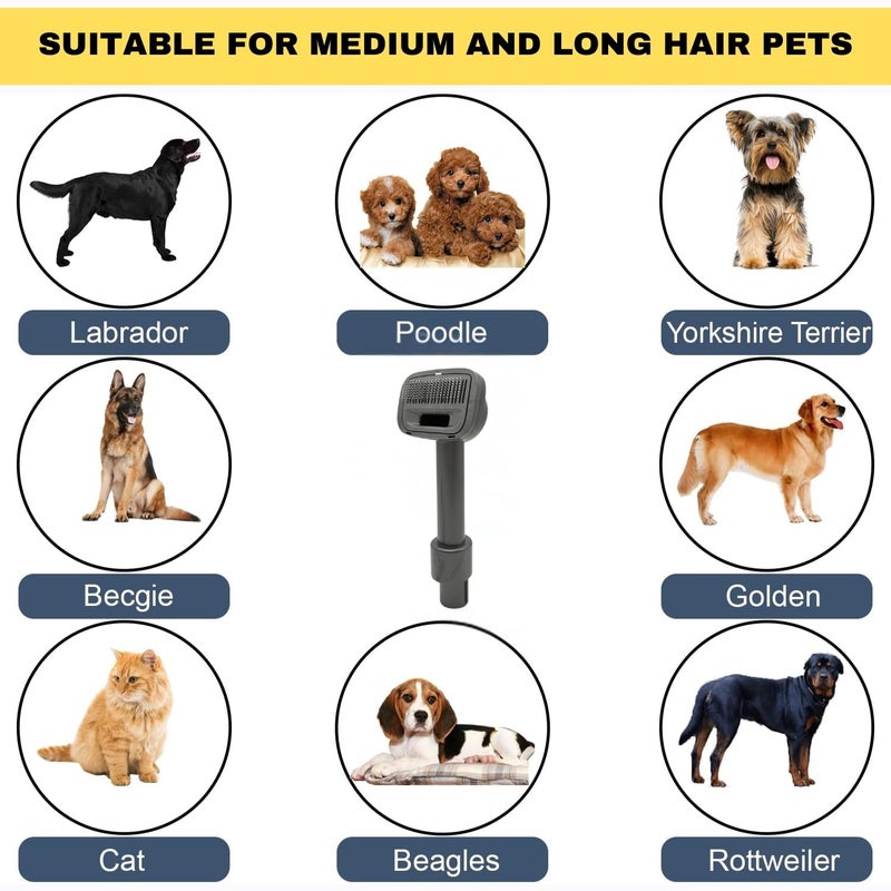 VACEXT Pet Hair Grooming Brush Vacuum Attachment for Dogs, Cats with Vacuum Extension Hose up to 3.5M – Compatible with Miele, Shark Rocket HV322, HV301, HV371, Rotator NV501, Navigator NV350 Series & More - Image 4